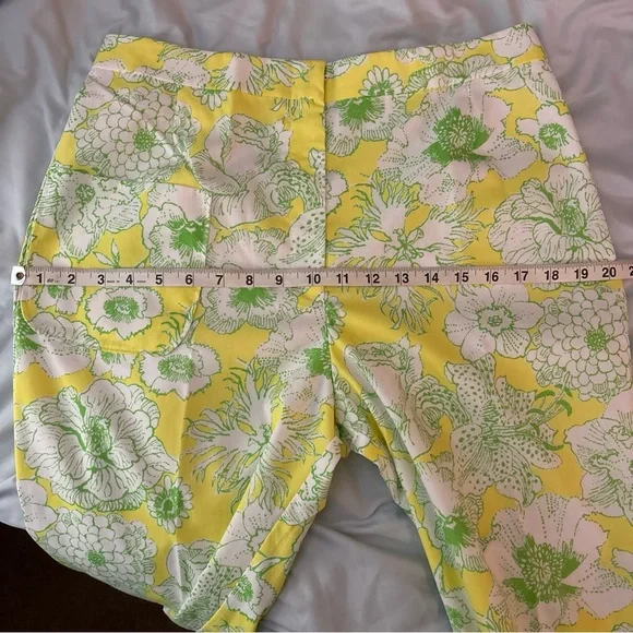 Vintage 1960s The Lilly Pulitzer Front Pocket Yellow Floral Pants Wht Label 14